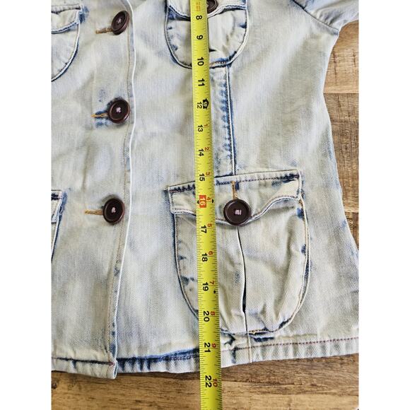 Marithe Francois Girbaud Denim Jean Jacket Women's Size M White Wash Y2K - Picture 10 of 13